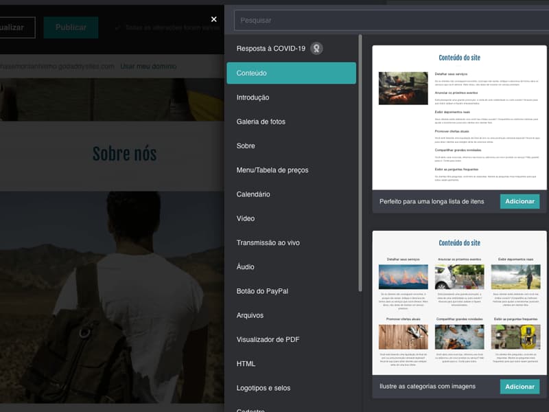 construtor de site para amadores